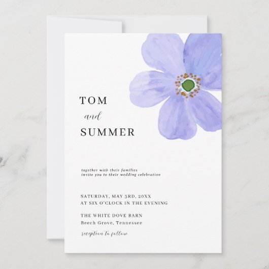 Dromerige Lila Bloemen Bruiloft Kaart (Voorkant)