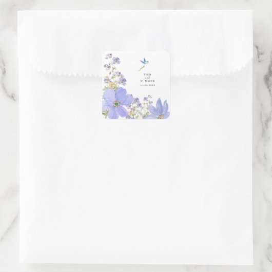 Dromerige Lila bruiloft Vierkante Sticker (Tas)