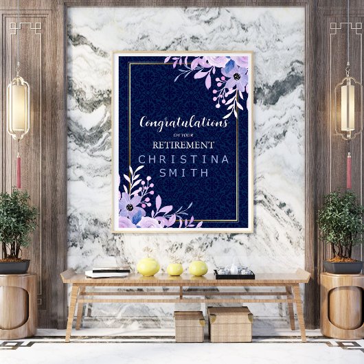 dromerige Lila pastel Waterverf pensioenfeest Poster