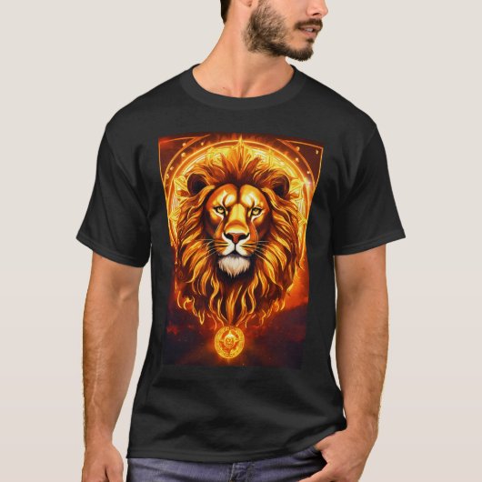 Dromerige Lion Tattoo T-Shirt Design: Waterverf Wa (Voorkant)