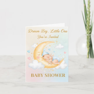 Dromerige Maan Baby Shower Uitnodiging - Slapende