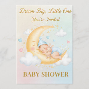 Dromerige Maan Baby Shower Uitnodiging - Slapende
