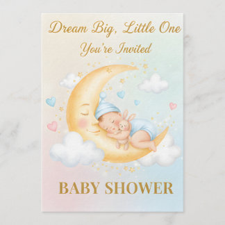 Dromerige Maan Baby Shower Uitnodiging - Slapende