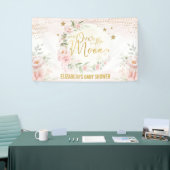 Dromerige Maan Blush Roze Bloemen Baby Meisje Welk Spandoek (Beurs)