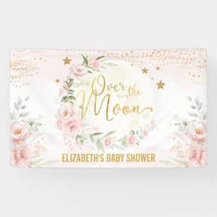 Dromerige Maan Blush Roze Bloemen Baby Meisje Welk Spandoek