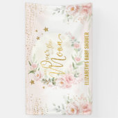 Dromerige Maan Blush Roze Bloemen Baby Meisje Welk Spandoek (Verticaal)