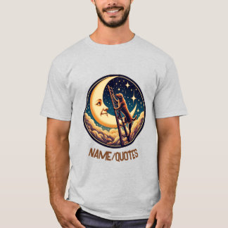 Dromerige Maan & Hond Klimt op Ladder T-shirt