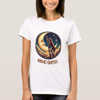 Dromerige Maan & Hond Klimt op Ladder T-shirt