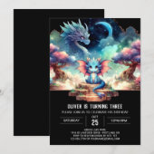 Dromerige magische draak verjaardag kaart (Voorkant / Achterkant)