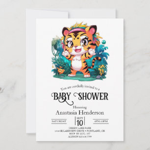 Dromerige Magische Tijger Digitaal Baby shower Kaart