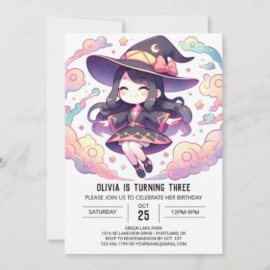 Dromerige magische tovenaar verjaardag kaart (Voorkant)