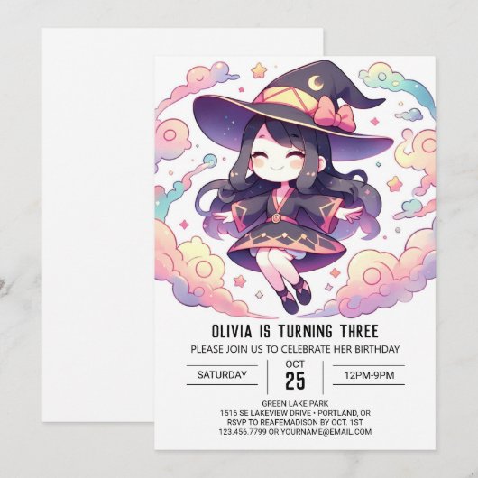 Dromerige magische tovenaar verjaardag kaart (Voorkant / Achterkant)