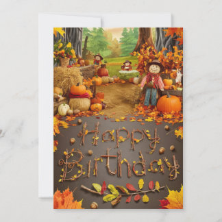 Dromerige Maple Leaf Autumn Herfst Happy Birthday Kaart