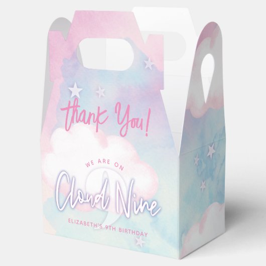 Dromerige meisje op wolk negen 9e verjaardag bedankdoosjes (Geopend)