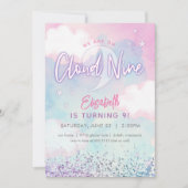 Dromerige meisje op wolk negen 9e verjaardag kaart (Voorkant)