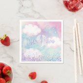 Dromerige meisje op wolk negen 9e verjaardag servet (Insitu)