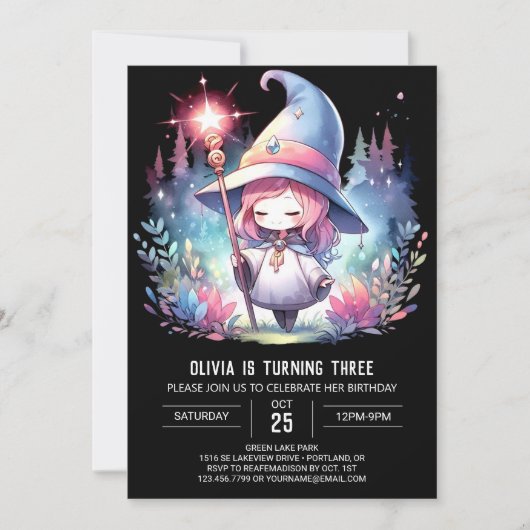 Dromerige meisje Wizard Verjaardag Kaart (Voorkant)