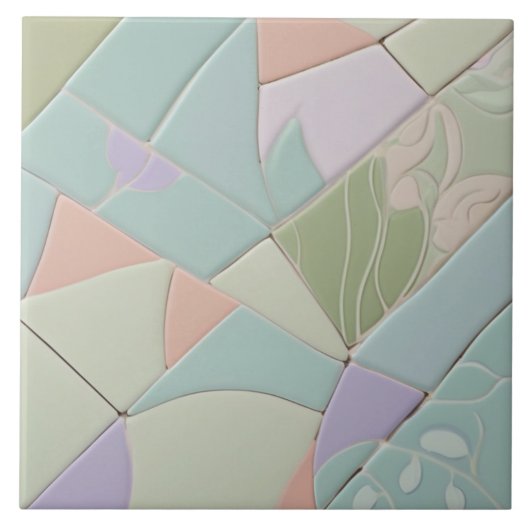 Dromerige Mint Abstract Modern Pastel Faux Mosaic Tegeltje (Voorkant)