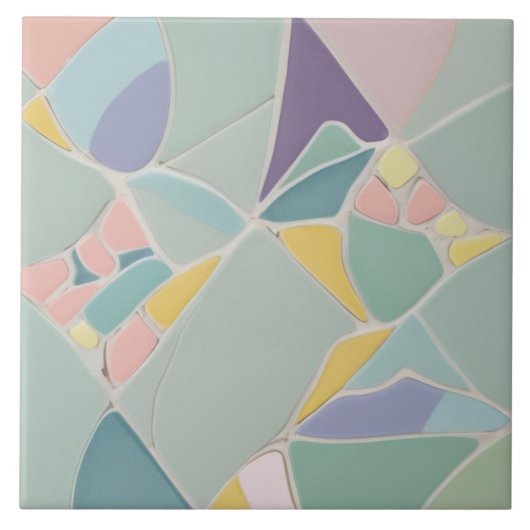 Dromerige Mint Abstract Modern Pastel Mozaïek Tegeltje (Voorkant)