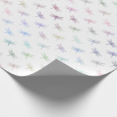 Dromerige Mint Aqua Paarse Roze Libellen Cadeaupapier (Hoek)