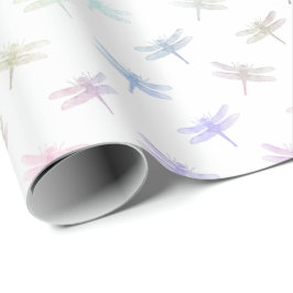 Dromerige Mint Aqua Paarse Roze Libellen Cadeaupapier