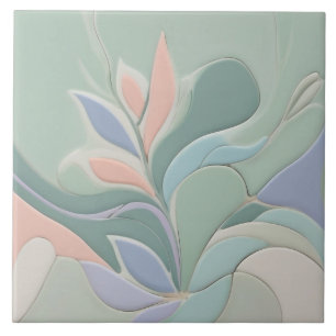Dromerige Mint Bloemen Abstract Moderne Pastelbloe Tegeltje