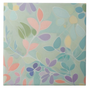 Dromerige Mint Bloemen Abstract Moderne Pastelbloe Tegeltje