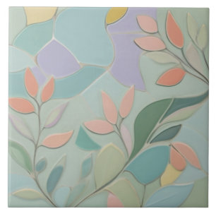 Dromerige Mint Bloemen Abstract Moderne Pastelbloe Tegeltje