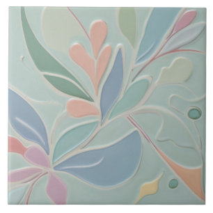 Dromerige Mint Bloemen Abstract Moderne Pastelbloe Tegeltje