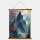 Dromerige Misty Mountain Landscape Wandtapijt Hangend Wandkleed (Voorkant)