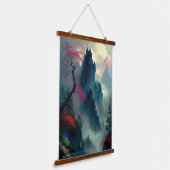 Dromerige Misty Mountain Landscape Wandtapijt Hangend Wandkleed (Gebogen)
