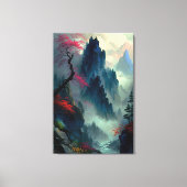 Dromerige Misty Mountain Landschap Canvas Print (Voorkant)