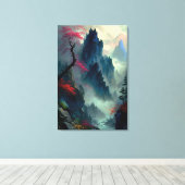 Dromerige Misty Mountain Landschap Canvas Print (Insitu (Houten vloer))