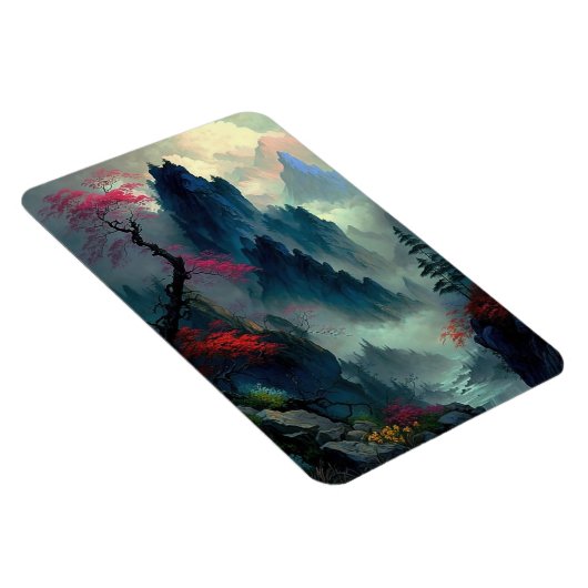 Dromerige Misty Mountain Landschap Foto Magneet (Rechterzijde)