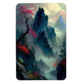 Dromerige Misty Mountain Landschap Foto Magneet (Verticaal)