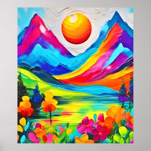 Dromerige Mountain Majesty Schilderij Poster (Voorkant)