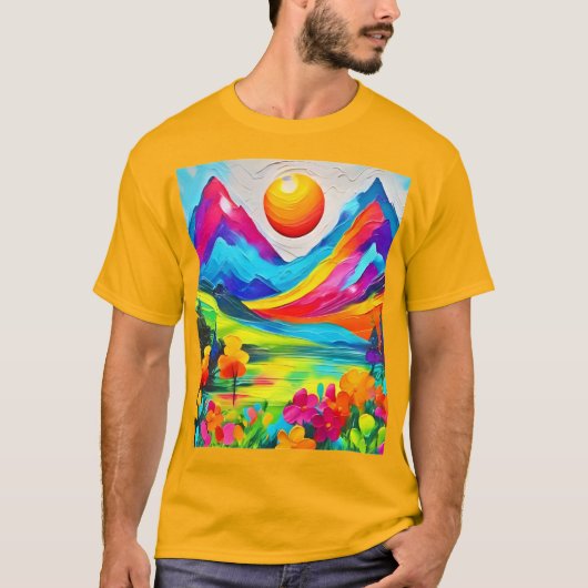 Dromerige Mountain Majesty Schilderij T-shirt (Voorkant)