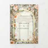 Dromerige Mughal Palace Alles in een Indiase bruil Drieluik Uitnodiging (Cover)