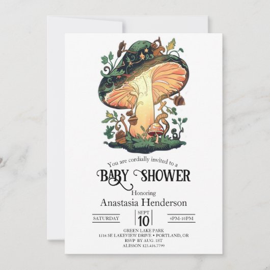 Dromerige  Mushroom Baby shower Kaart (Voorkant)