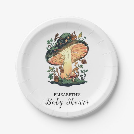 Dromerige  Mushroom Baby shower Papieren Bordje (Voorkant)
