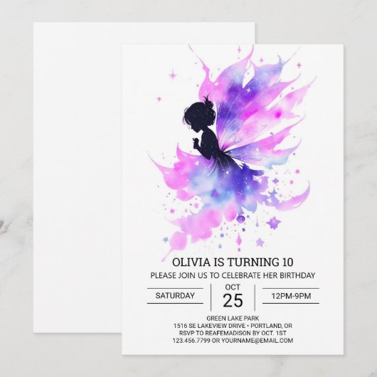 Dromerige Mythische Fee Verjaardag Kaart (Voorkant / Achterkant)