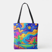 Dromerige nacht: sterrenlandschap tote bag (Achterkant)