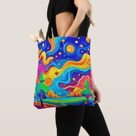 Dromerige nacht: sterrenlandschap tote bag
