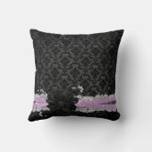 Dromerige nacht Zwart Bloem Damast Kussen (Achterkant)
