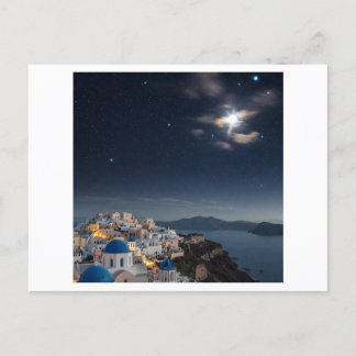 Dromerige nachtelijke hemel boven Santorini, Griek Briefkaart