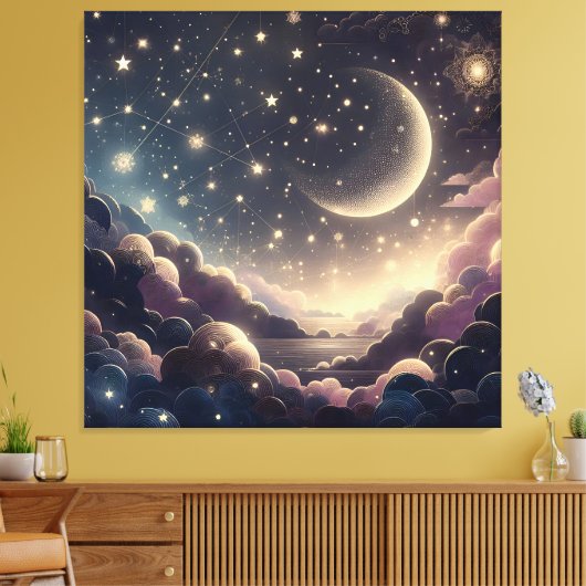 Dromerige nachtelijke hemel canvas afdruk (Insitu (Woonkamer))