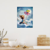 Dromerige nachtelijke hemel - grillig meisje met b poster (Keuken)