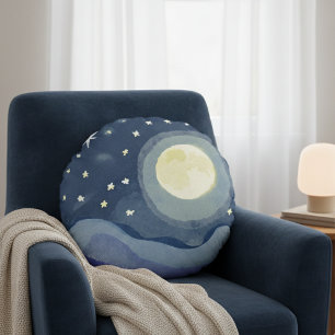 Dromerige Nachtelijke Hemel Volle Maan Sterren Aqu Rond Kussen