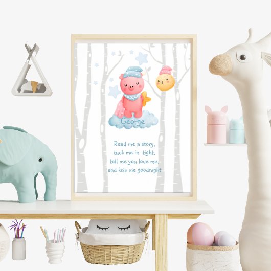 Dromerige nachten met Piggy en Maan Poster