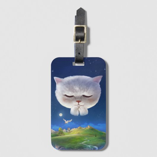 Dromerige Nachthemel met Kat Bagagelabel (Voorkant (verticaal))